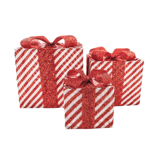 LED Xmas Gift - S3 - Polysenee - Rood/White -15/20/25cm