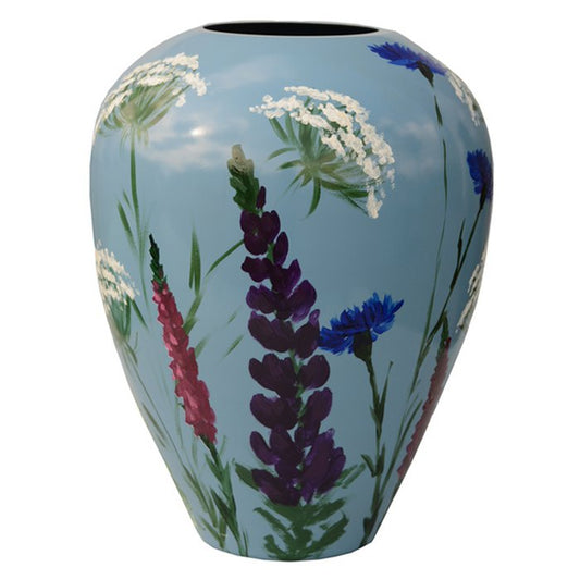 Handbeschilderde vaas - Kander M field bouquet blue Ø27,5 x H35 cm