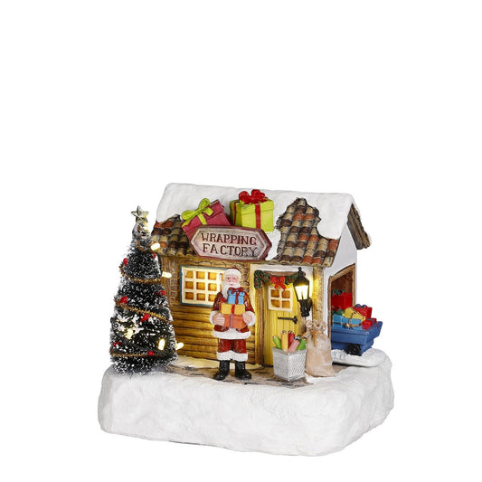 LuVille Kerstdorp Miniatuur Inpakfabriek - L17 x B13 x H14 cm
