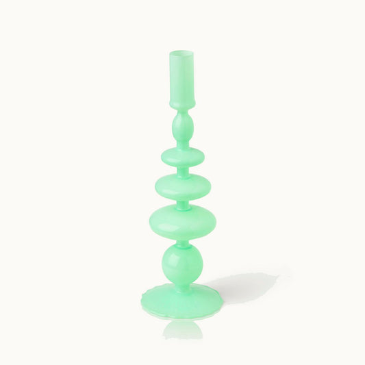 Candle Stand Glass Bubble Mint Green