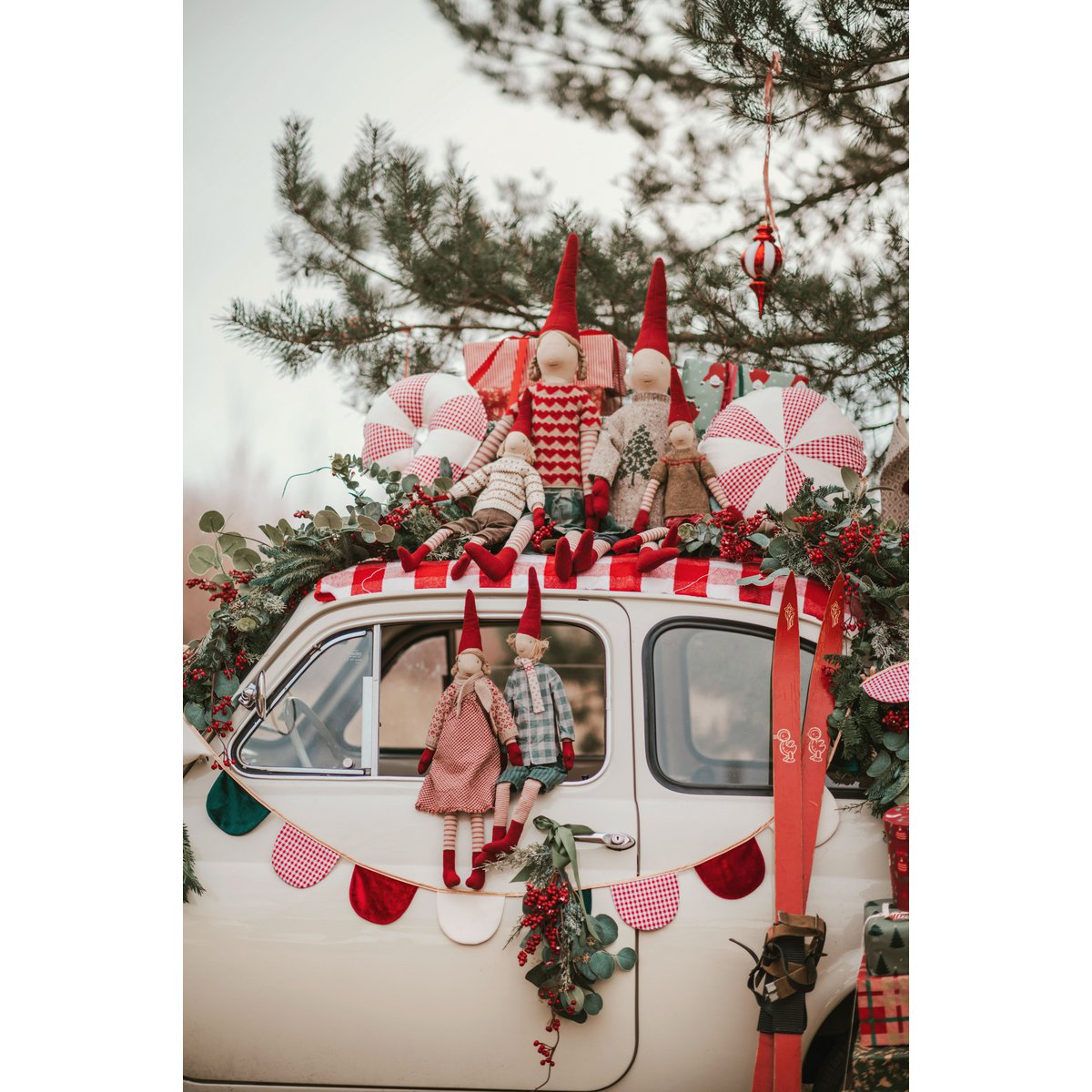 "Rood geruit snoepje" patchwork kerstkussen, cadeau-idee voor de feestdagen