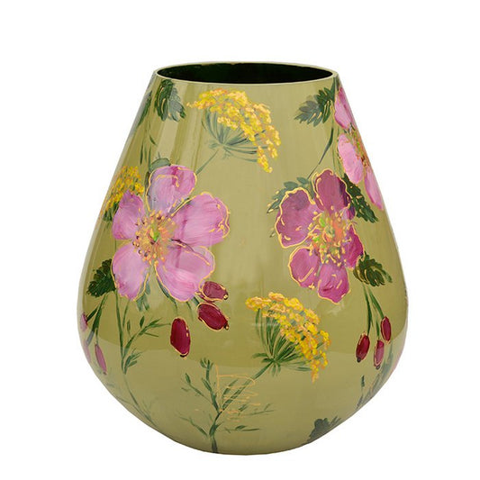 Handbeschilderde vaas - Tasman M rosehip green Ø26 x H28 cm