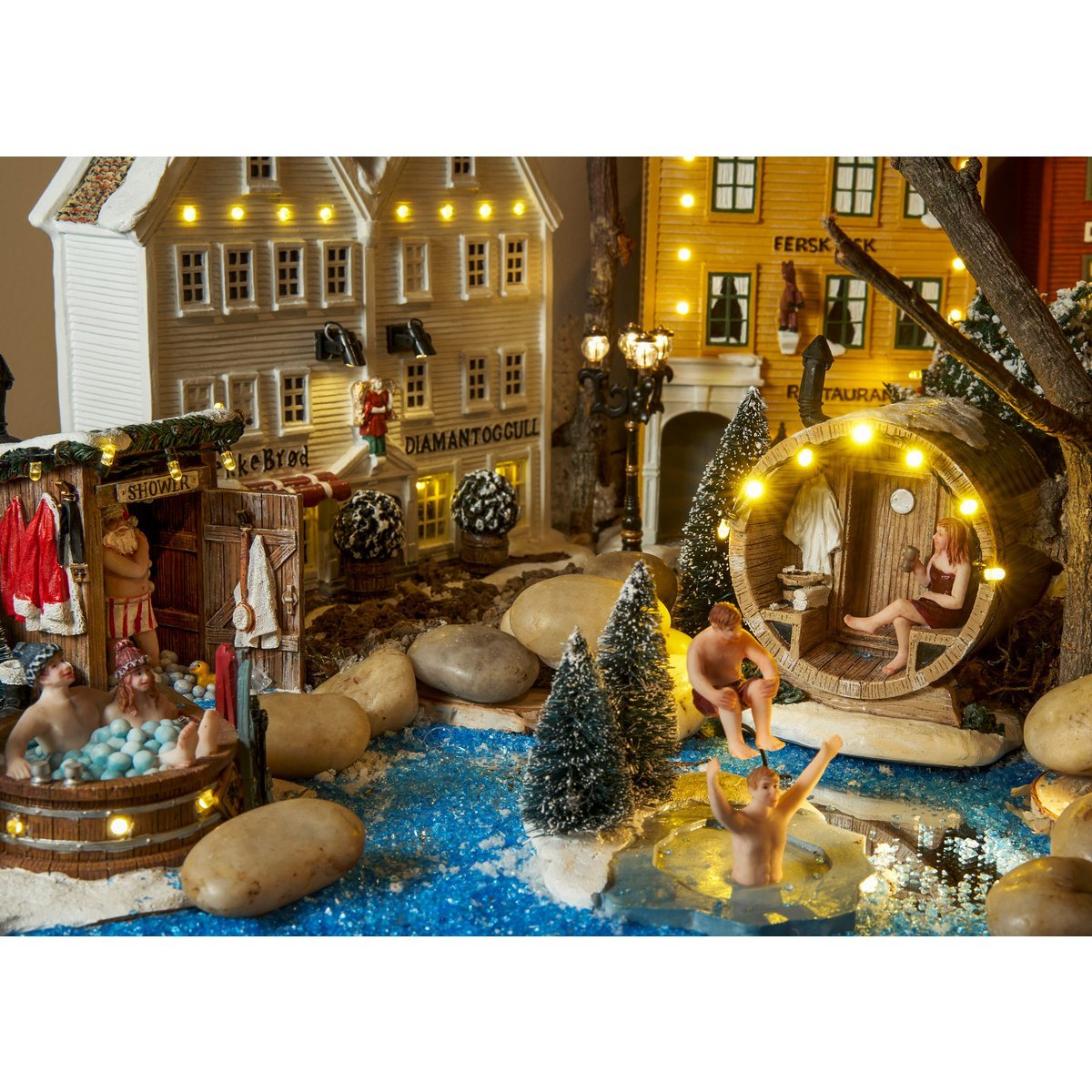 LuVille Kerstdorp Miniatuur Naakte Kerstman - L10 x B9 x H11 cm