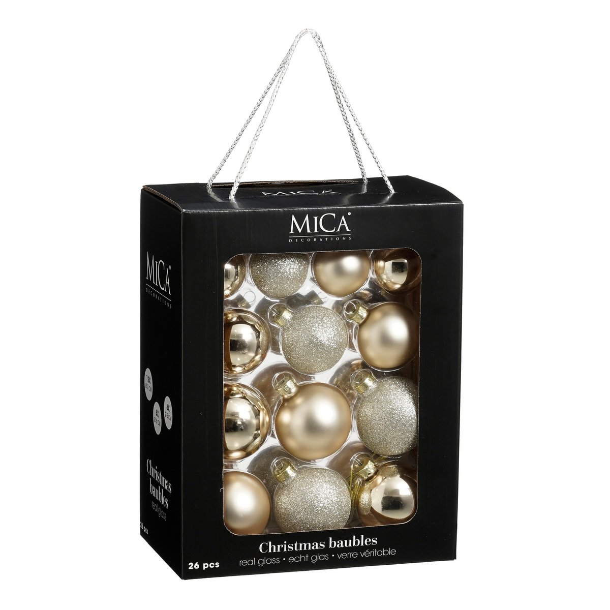 Kerstballen Set - 26 Stuks - Ø7 cm - Glas - Crème