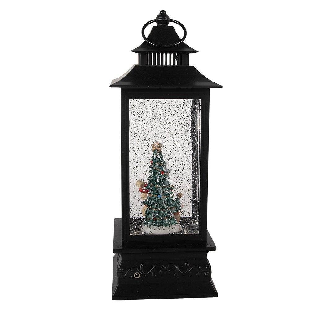 Decoratie lantaarn met kerstman 10x10x28 cm / 3xAA