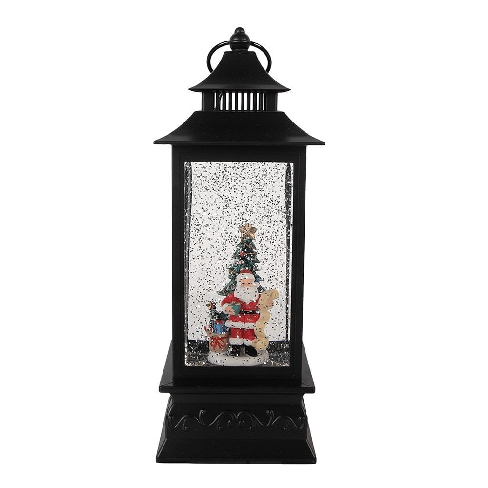 Decoratie lantaarn met kerstman 10x10x28 cm / 3xAA