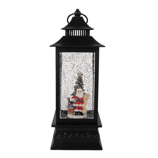 Decoratie lantaarn met kerstman 10x10x28 cm / 3xAA