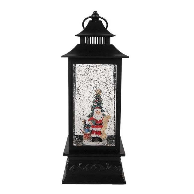 Decoratie lantaarn met kerstman 10x10x28 cm / 3xAA