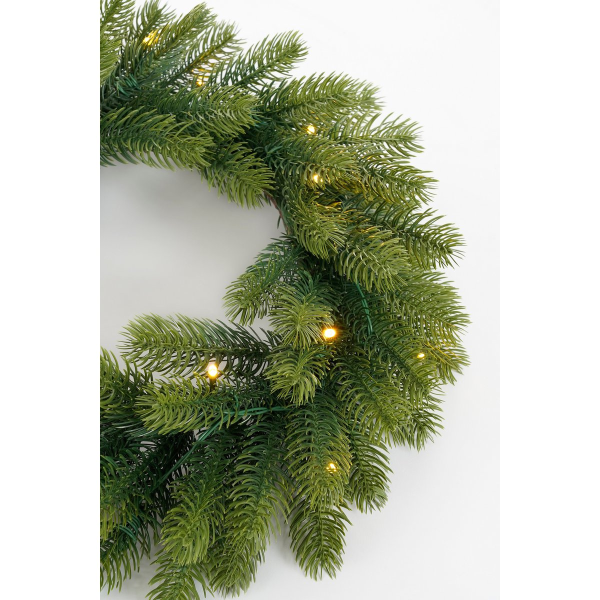 Nagoya Set van 2 Kerstbomen en 1 Kerstkrans voor Buiten met LED Verlichting en Timerfunctie - H90 x Ø45 cm - Groen