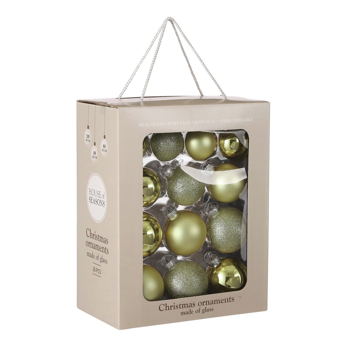 Kerstballen Set - 26 Stuks - Ø7 cm - Glas - Lichtgroen