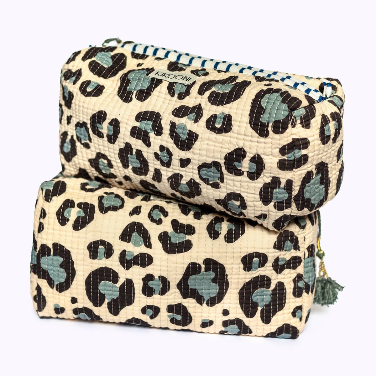 handgemaakte make-uptasje "Blue Leo"