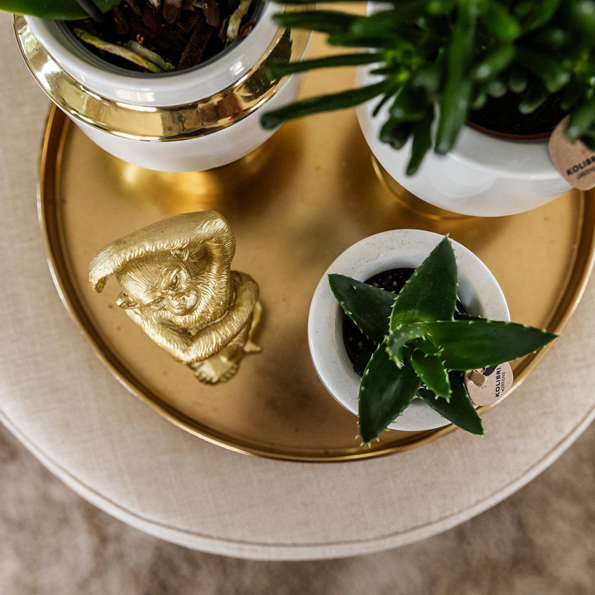 Anro Style Le Chic bloempot - Witte keramieken sierpot met gouden details - Ø9cm