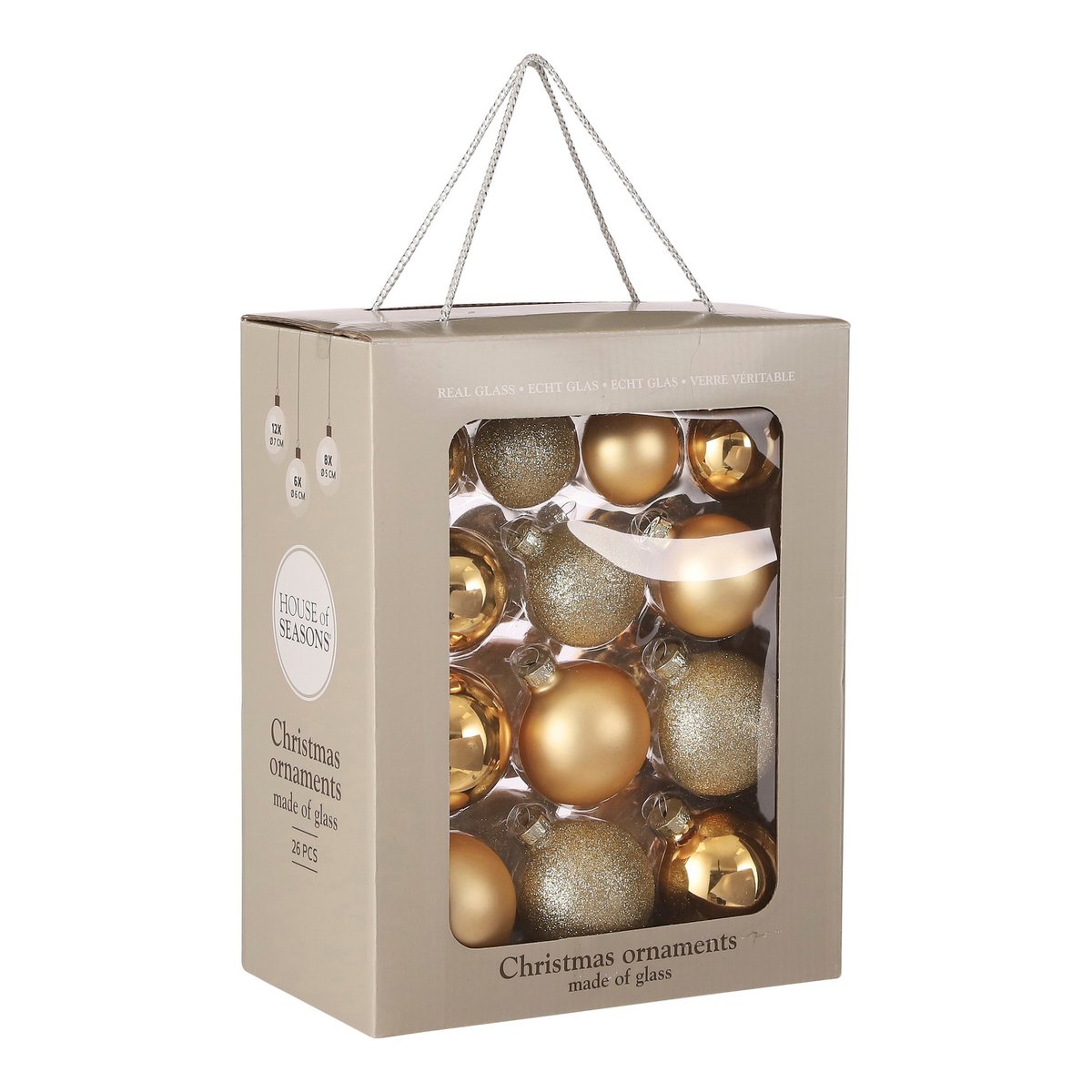 Kerstballen Set - 26 Stuks - Ø7 cm - Glas - Goud