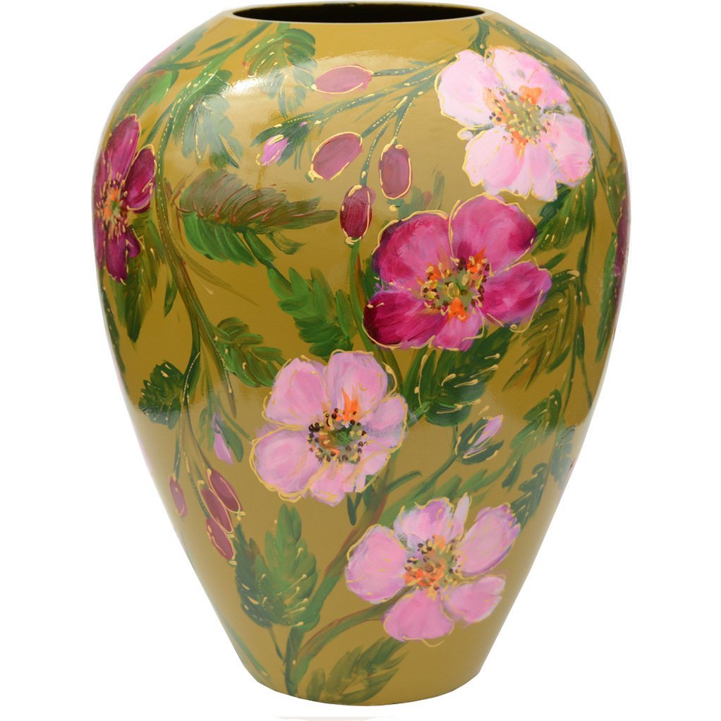 Handbeschilderde vaas - Kander M rosehip green