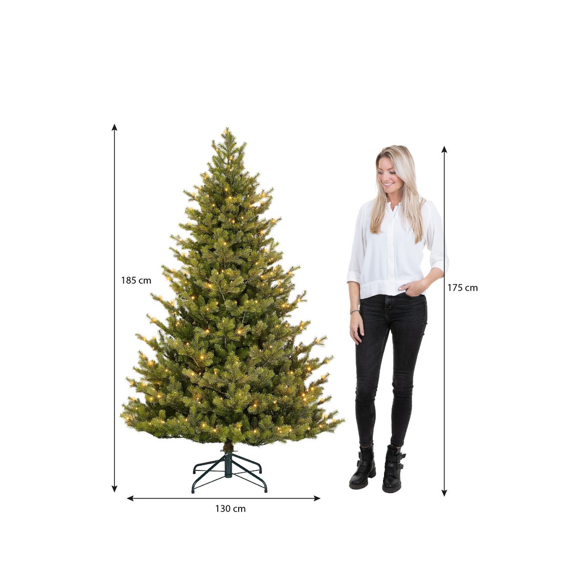 Clive Kunstkerstboom met LED Verlichting - H185 x Ø130 cm - Groen