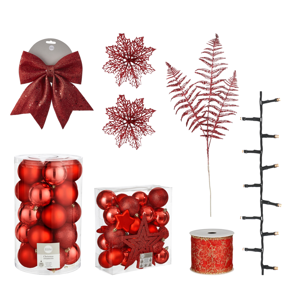 Kerstboom Decoratie Set - 100 Stuks - Rood