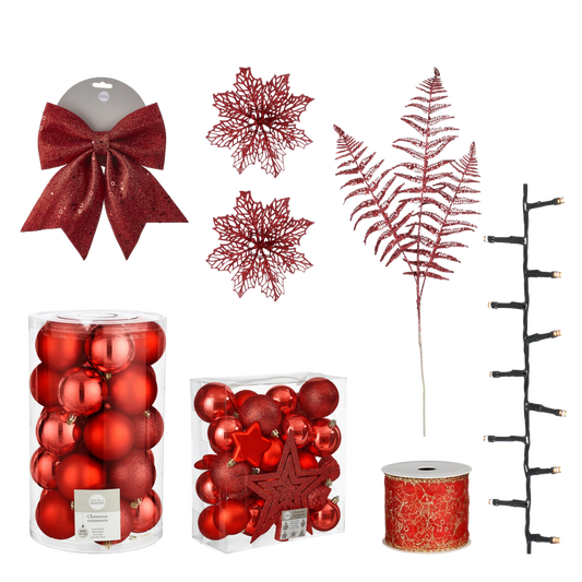 Kerstboom Decoratie Set - 100 Stuks - Rood