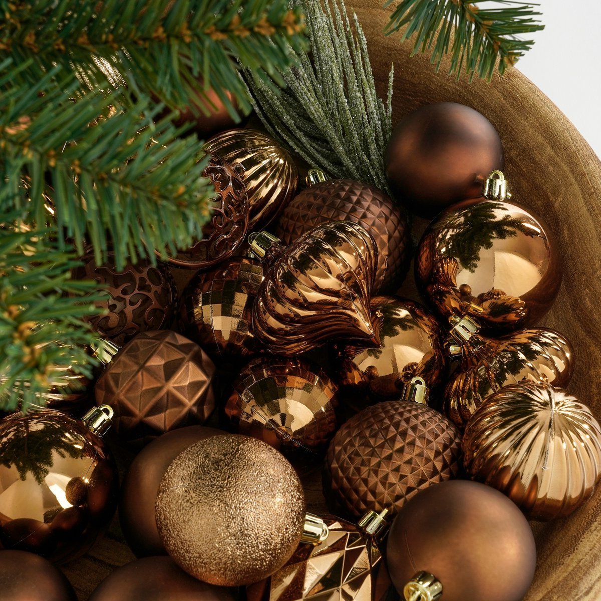 Kerstballen Set - 60 Stuks - Ø7 cm - Onbreekbaar - Bruin