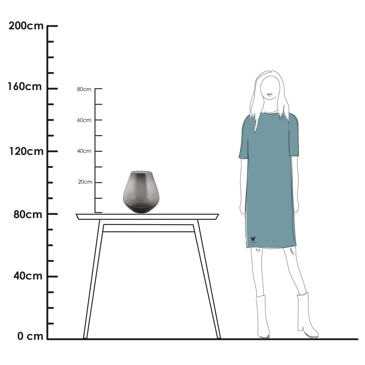 Handbeschilderde vaas - Tasman rosehip olive green