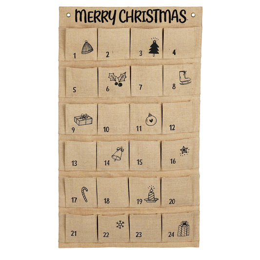 Adventskalender - L85 x B50 cm - Jute - Bruin