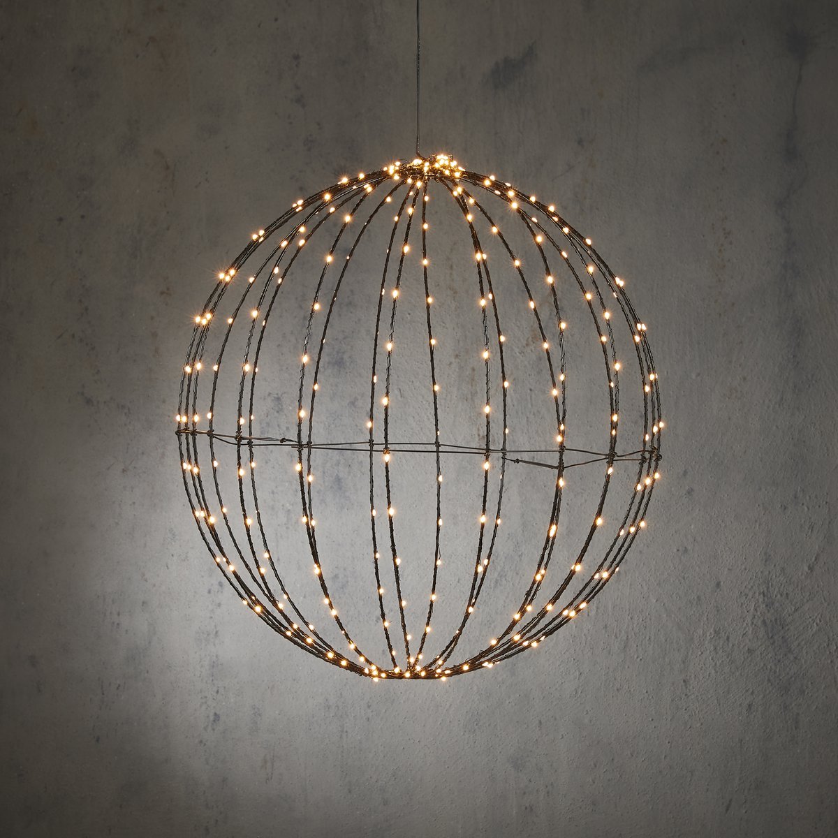 Kerstverlichting Bal met Warm Witte LED Lampjes - Ø50 cm - Zwart