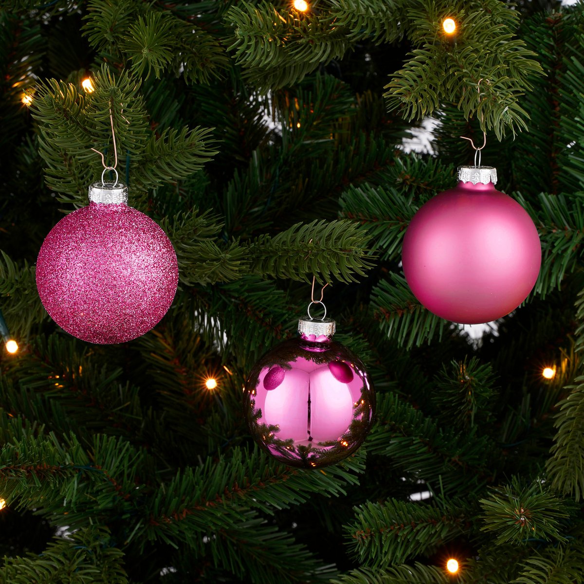 Kerstballen Set - 42 Stuks - Ø7 cm - Glas - Fuchsia