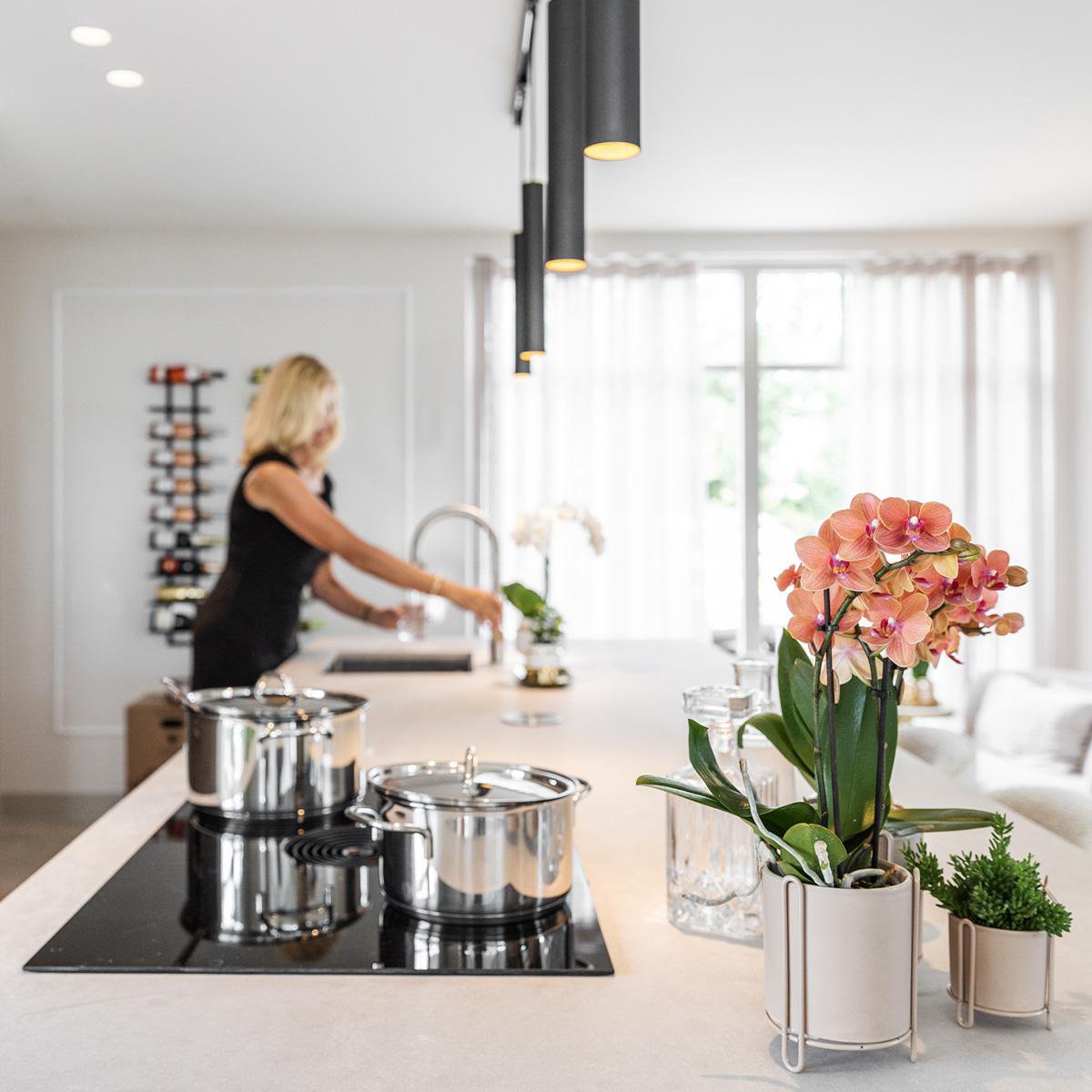 Anro Style COMBI DEAL van 2 oranje Phalaenopsis orchideeën - Bolzano - potmaat Ø9cm  bloeiende kamerplant - vers van de kweker