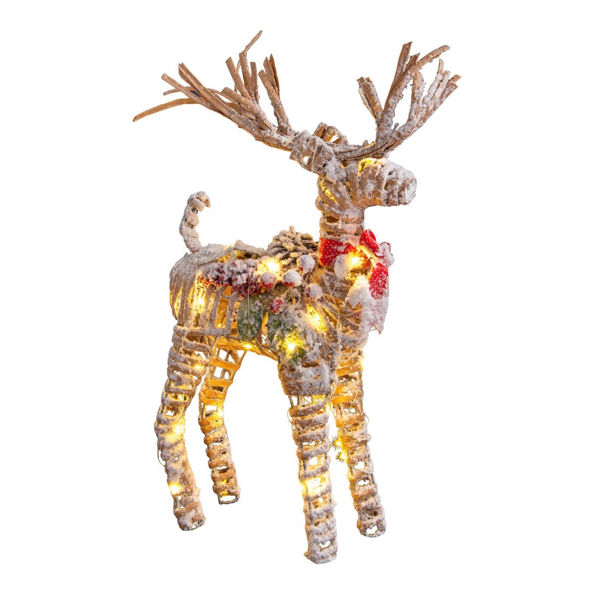 LED kerstdecoraties "rendier" gemaakt van weerbestendig plastic in de natuur, met stevig ingebouwde LED's