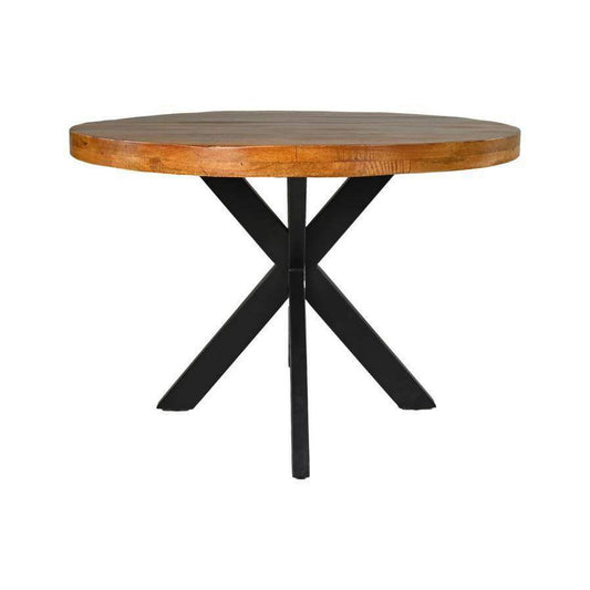 Anro Ronde Eettafel 110x110x76 Bruin Zwart Mango/Metaal