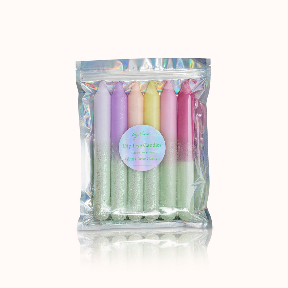 Dip Dye Kaarsenset: Glitter Rozentuin