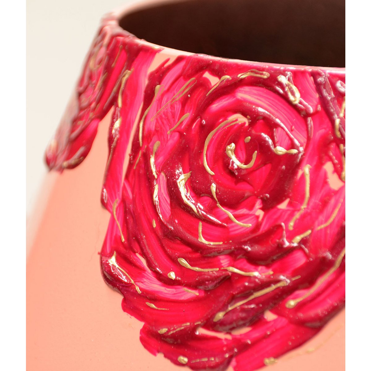 Handbeschilderde vaas - Tasman M roses Ø26 x H28 cm