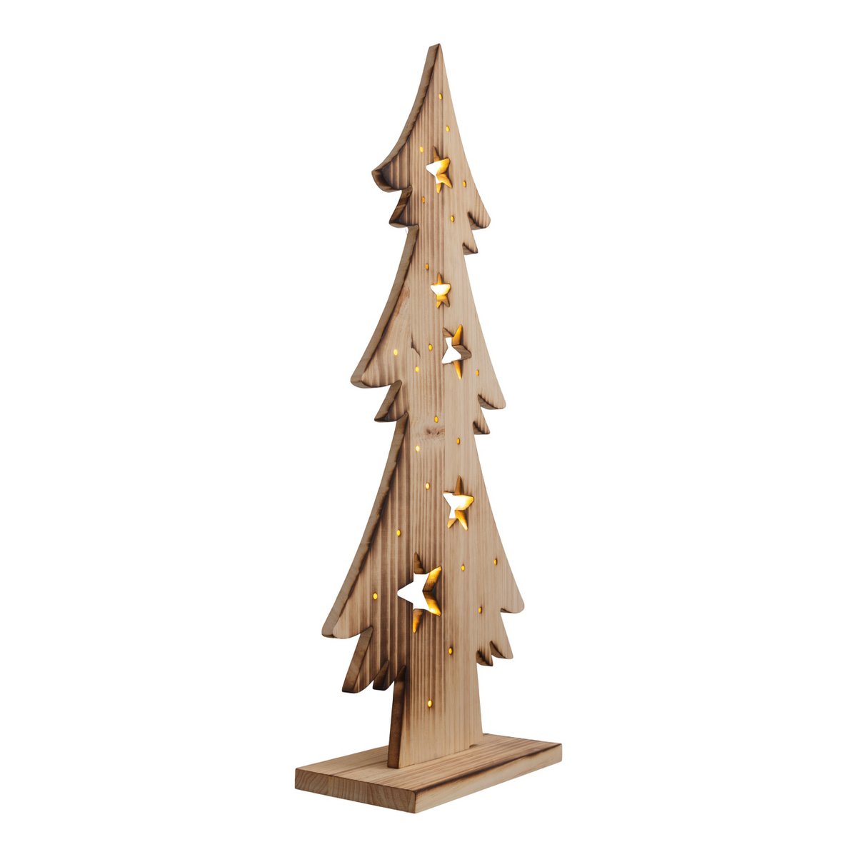 LED Wood Decolum "Fir Tree" groot, gemaakt van natuurlijk hout met vaste LED's, kerstdecoratie voor buiten