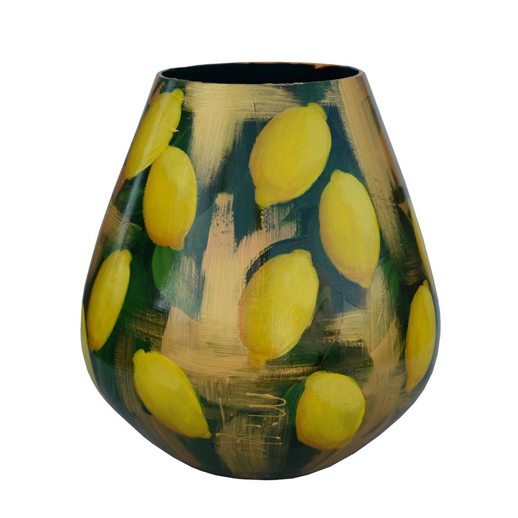 Handbeschilderde vaas - Tasman lemon Ø26 x H28 cm