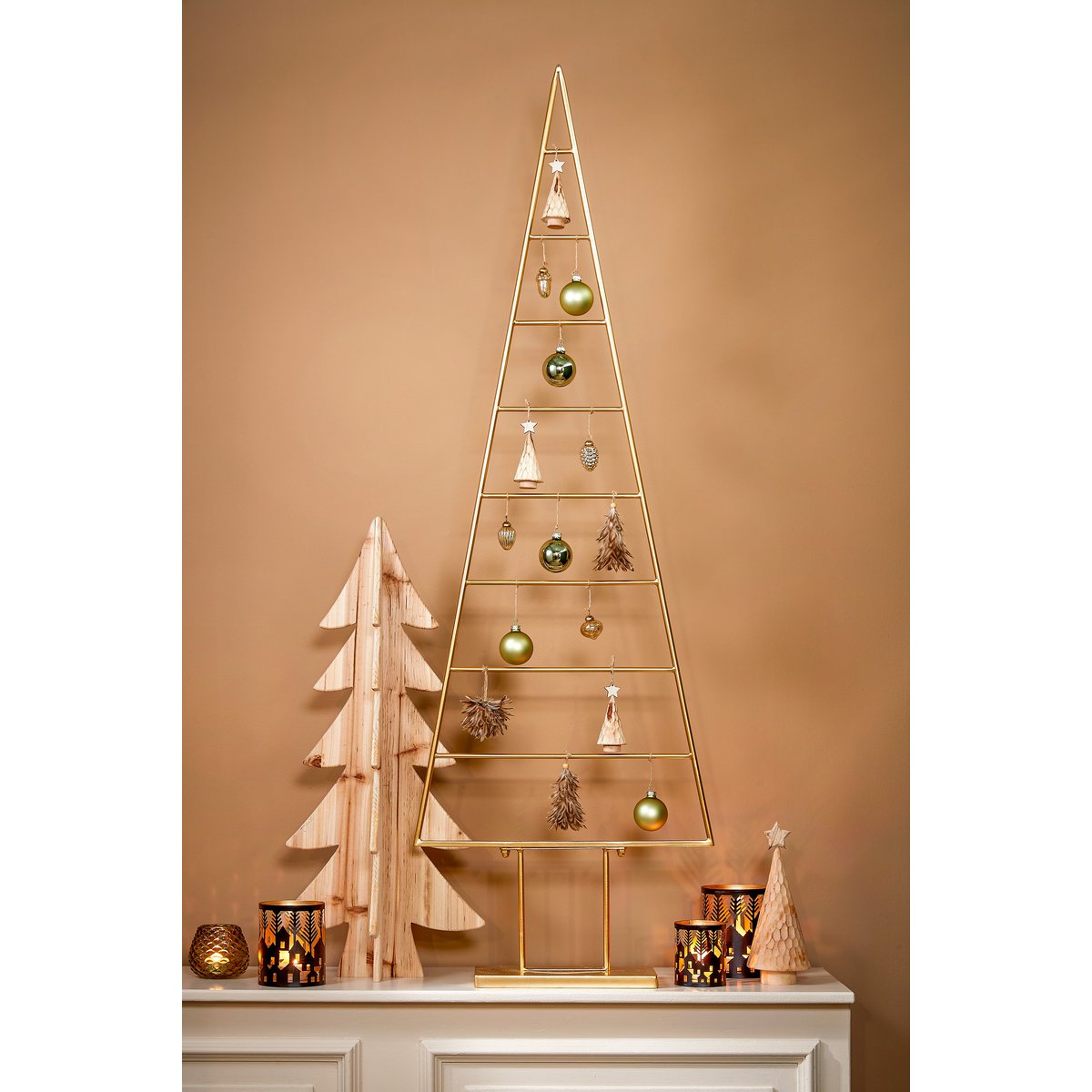 Decoratie Kerstboom - L50 x B15 x H152 cm - Metaal - Goud