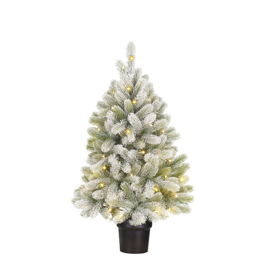 Nagoya Kunstkerstboom in Pot met LED Verlichting en Timerfunctie - H90 x Ø55 cm - Groen
