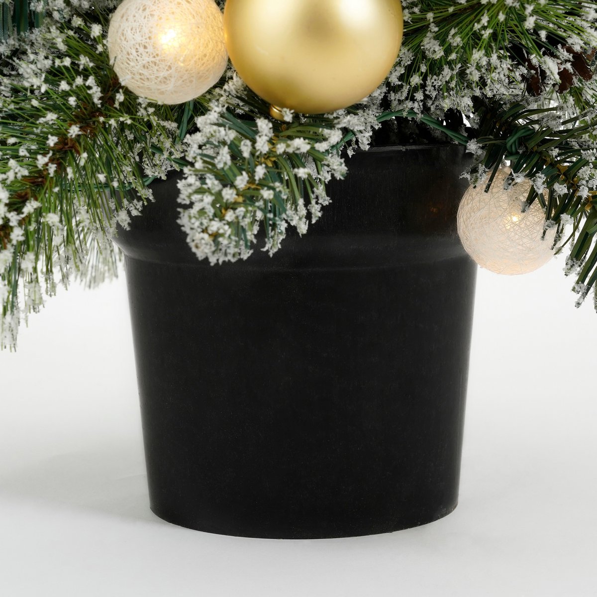 Kaprun Kunstkerstboom in Pot met LED Verlichting en Timerfunctie - H90 x Ø51 cm - Groen, Goud