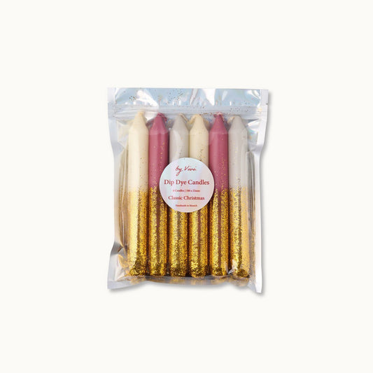 Dip Dye -kaarsen in de set: Glitter Classic Christmas Edition