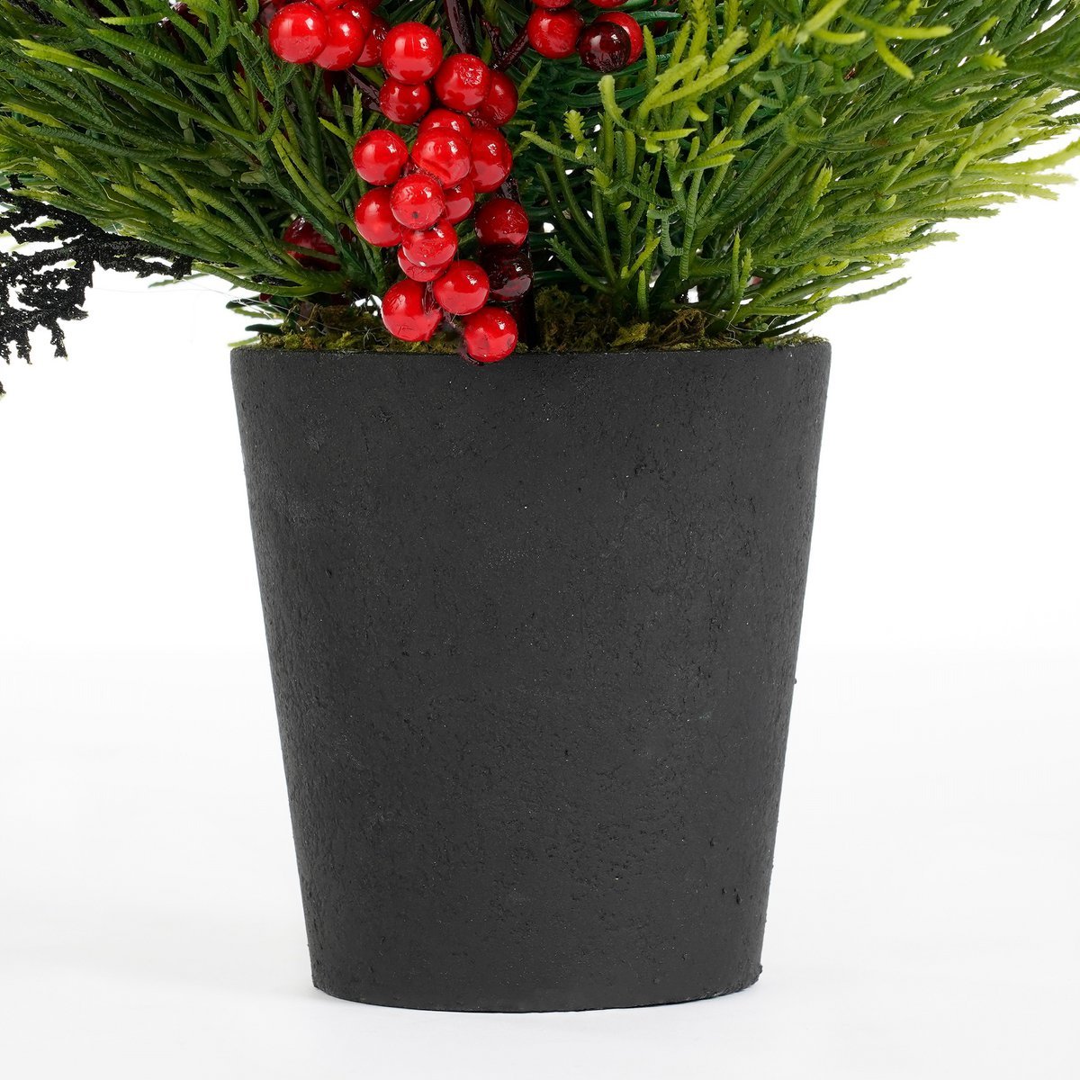 Ceder Kunstkerstboom in Pot - H45 x  Ø18 cm - Rood, Groen