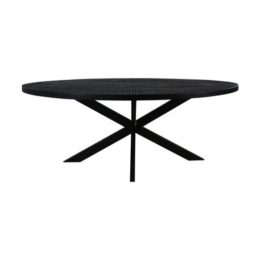 Anro Ovale Eettafel 220x110x76 Zwart-Mango/Metaal