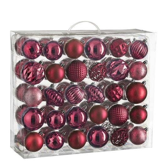 Kerstballen Set - 60 Stuks - Ø7 cm - Onbreekbaar - Fuchsia
