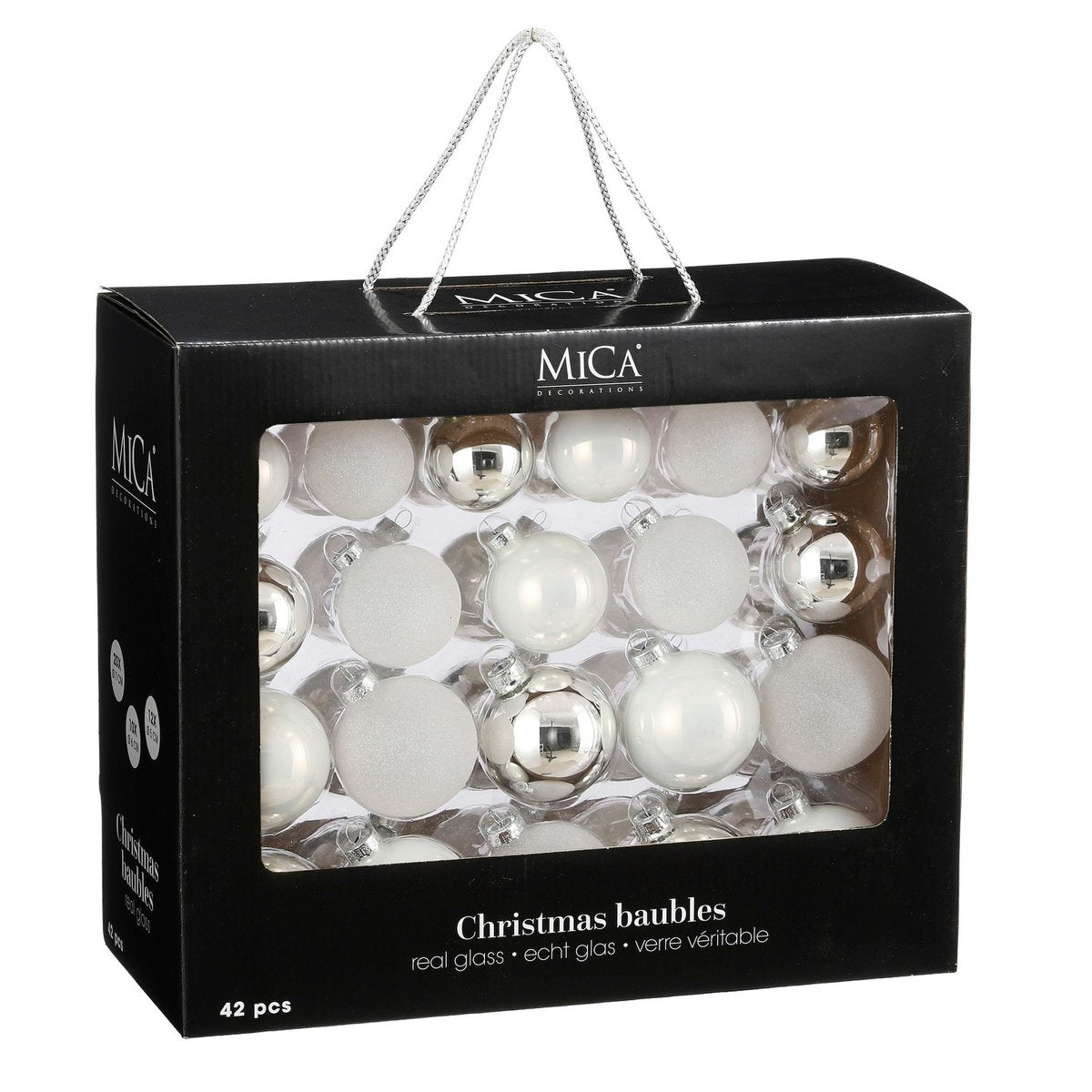 Kerstballen Set - 42 Stuks - Ø7 cm - Glas - Wit