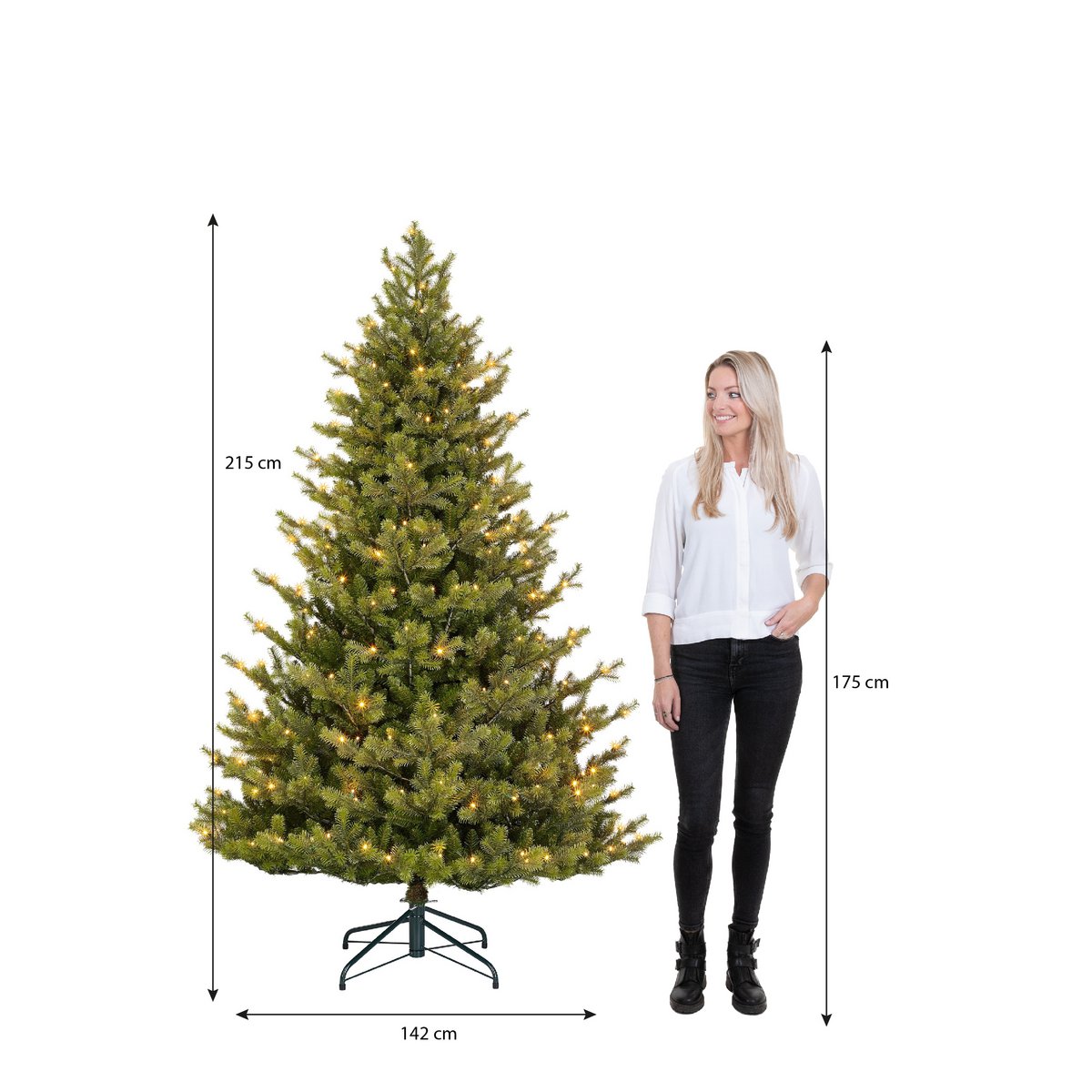 Clive Kunstkerstboom met LED Verlichting - H215 x Ø142 cm - Groen