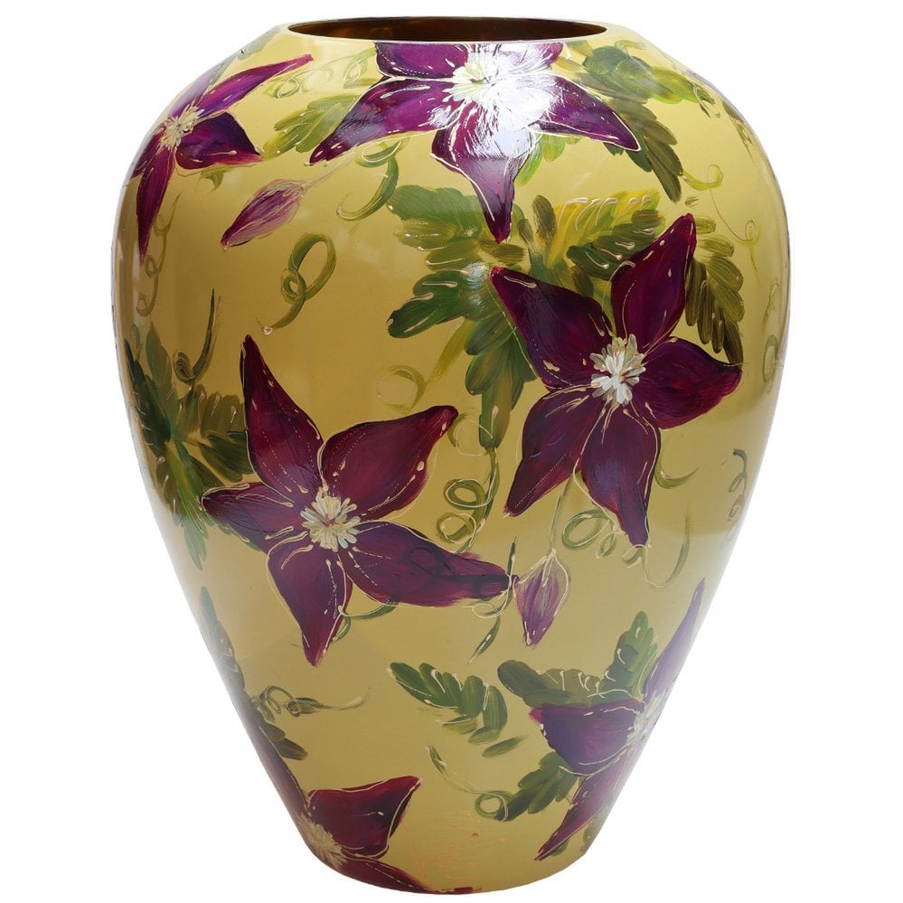 Handbeschilderde vaas - Kander M clematis light green