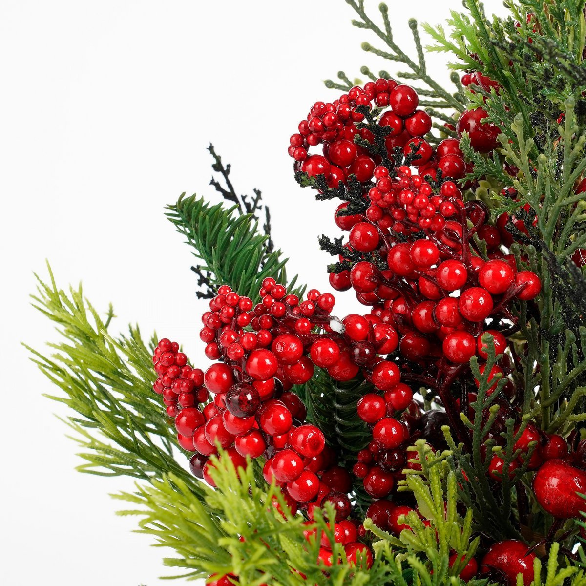 Ceder Kunstkerstboom in Pot - H45 x  Ø18 cm - Rood, Groen