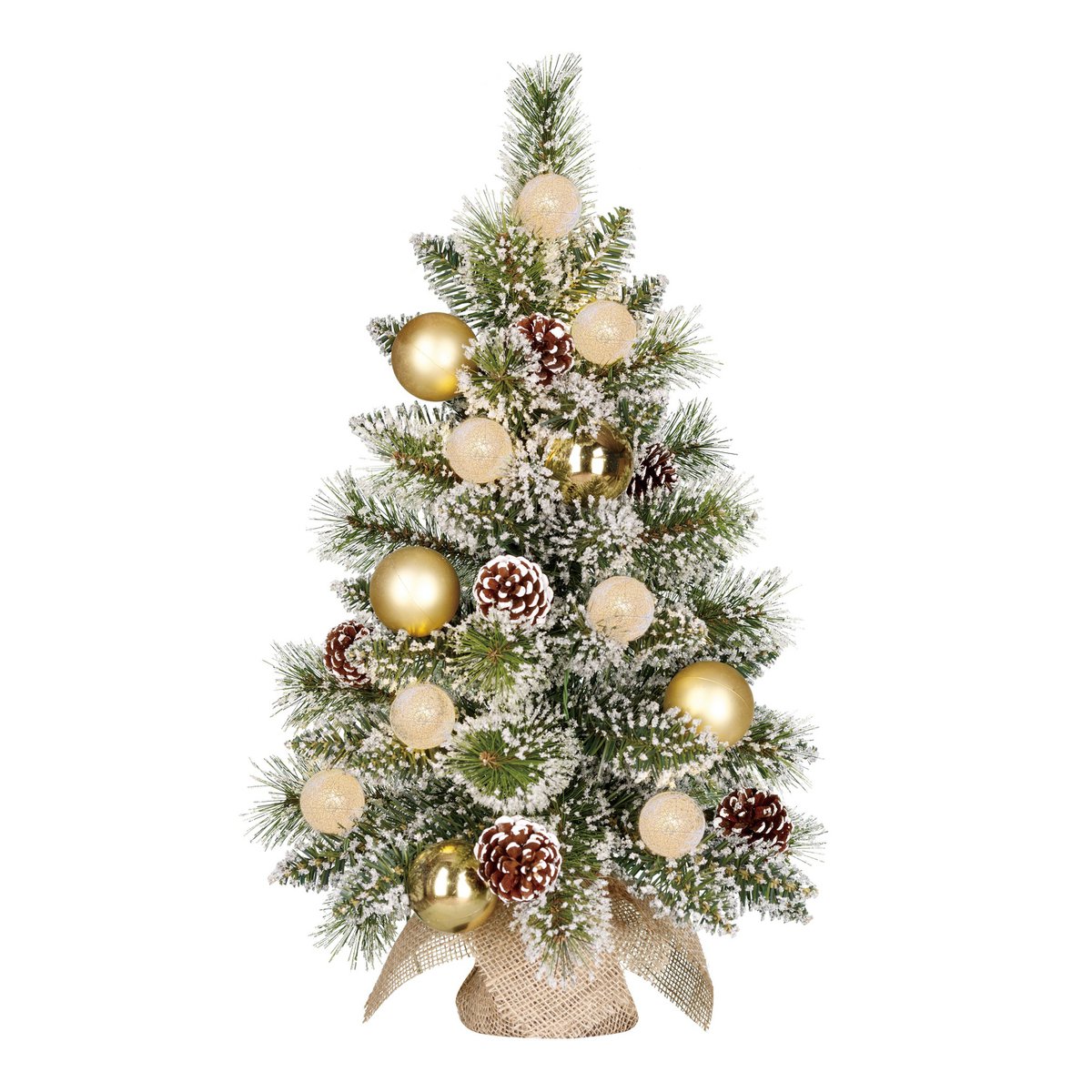 Kaprun Kunstkerstboom met LED Verlichting en Timerfunctie - H60 x Ø39 cm - Groen, Goud