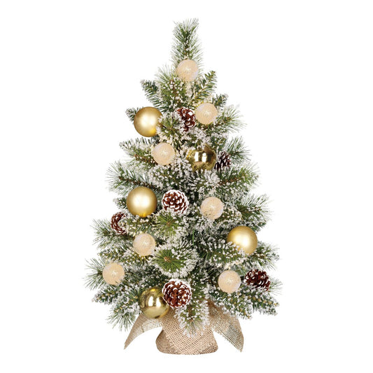 Kaprun Kunstkerstboom met LED Verlichting en Timerfunctie - H60 x Ø39 cm - Groen, Goud