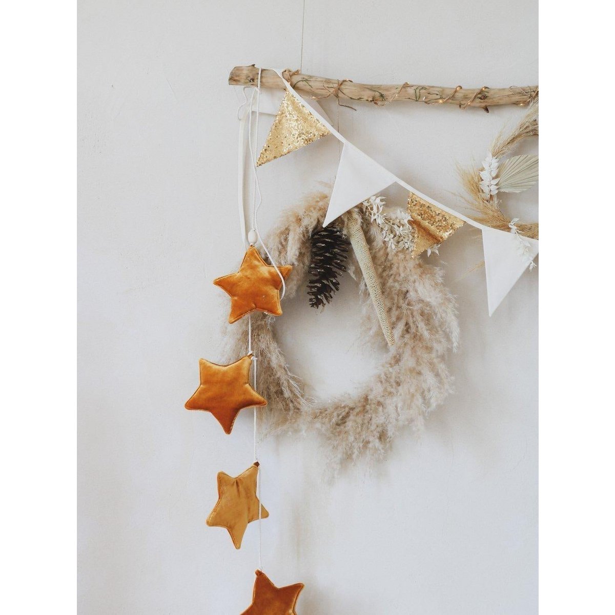 Fluwelen slinger "Gold Dust" met sterren