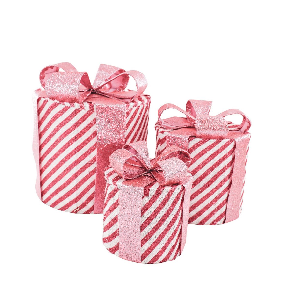 Led Kerstcadeau - S3 - Polysterene - Roze/Wit - 15/20/25cm